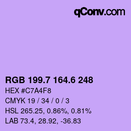 カラーコード: RGB 199.7 164.6 248 | qconv.com