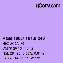 カラーコード: RGB 199.7 164.6 249 | qconv.com