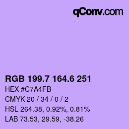 カラーコード: RGB 199.7 164.6 251 | qconv.com