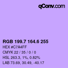 カラーコード: RGB 199.7 164.6 255 | qconv.com