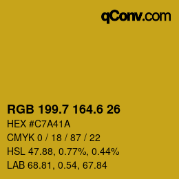 カラーコード: RGB 199.7 164.6 26 | qconv.com