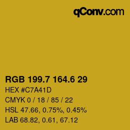 カラーコード: RGB 199.7 164.6 29 | qconv.com