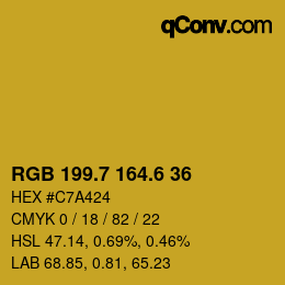 カラーコード: RGB 199.7 164.6 36 | qconv.com