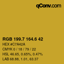 カラーコード: RGB 199.7 164.6 42 | qconv.com