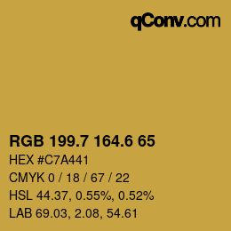 カラーコード: RGB 199.7 164.6 65 | qconv.com