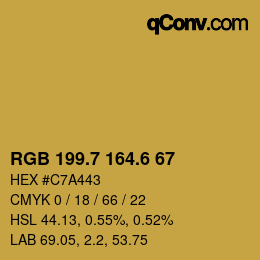 カラーコード: RGB 199.7 164.6 67 | qconv.com