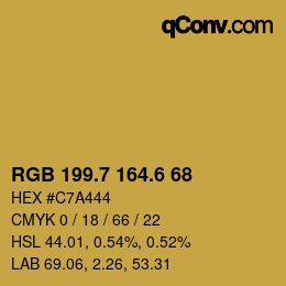 カラーコード: RGB 199.7 164.6 68 | qconv.com