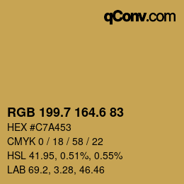 カラーコード: RGB 199.7 164.6 83 | qconv.com