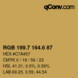 カラーコード: RGB 199.7 164.6 87 | qconv.com