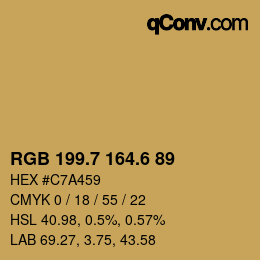 カラーコード: RGB 199.7 164.6 89 | qconv.com