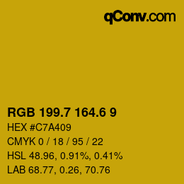 カラーコード: RGB 199.7 164.6 9 | qconv.com
