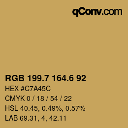 カラーコード: RGB 199.7 164.6 92 | qconv.com