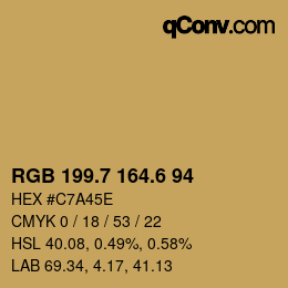 カラーコード: RGB 199.7 164.6 94 | qconv.com