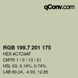カラーコード: RGB 199.7 201 175 | qconv.com