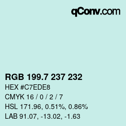 カラーコード: RGB 199.7 237 232 | qconv.com
