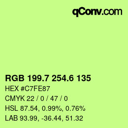 カラーコード: RGB 199.7 254.6 135 | qconv.com