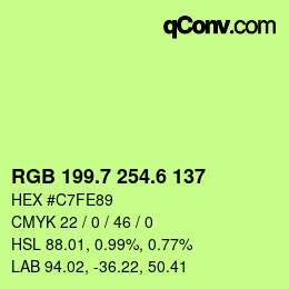 カラーコード: RGB 199.7 254.6 137 | qconv.com