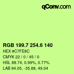 カラーコード: RGB 199.7 254.6 140 | qconv.com
