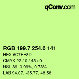 カラーコード: RGB 199.7 254.6 141 | qconv.com