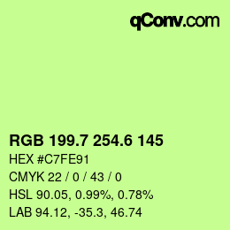 カラーコード: RGB 199.7 254.6 145 | qconv.com