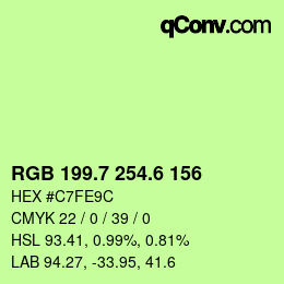 カラーコード: RGB 199.7 254.6 156 | qconv.com