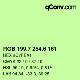 カラーコード: RGB 199.7 254.6 161 | qconv.com