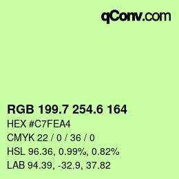 カラーコード: RGB 199.7 254.6 164 | qconv.com