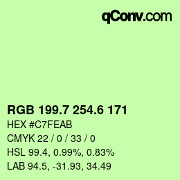 カラーコード: RGB 199.7 254.6 171 | qconv.com