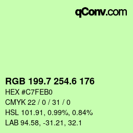 カラーコード: RGB 199.7 254.6 176 | qconv.com