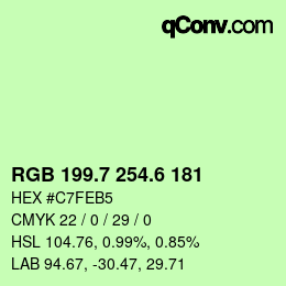 カラーコード: RGB 199.7 254.6 181 | qconv.com