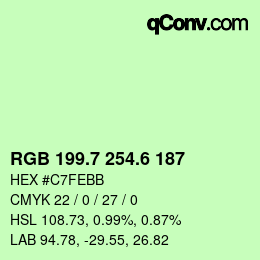 カラーコード: RGB 199.7 254.6 187 | qconv.com