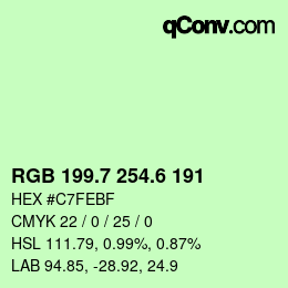 カラーコード: RGB 199.7 254.6 191 | qconv.com