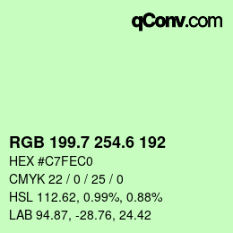 カラーコード: RGB 199.7 254.6 192 | qconv.com