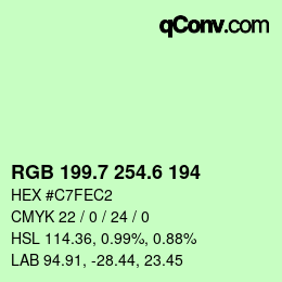 カラーコード: RGB 199.7 254.6 194 | qconv.com