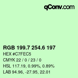 カラーコード: RGB 199.7 254.6 197 | qconv.com