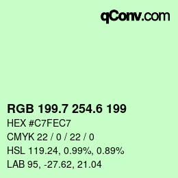 カラーコード: RGB 199.7 254.6 199 | qconv.com
