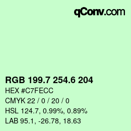 カラーコード: RGB 199.7 254.6 204 | qconv.com
