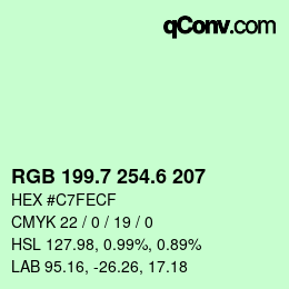カラーコード: RGB 199.7 254.6 207 | qconv.com