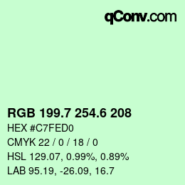 カラーコード: RGB 199.7 254.6 208 | qconv.com