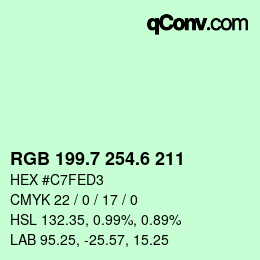 カラーコード: RGB 199.7 254.6 211 | qconv.com