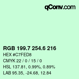 カラーコード: RGB 199.7 254.6 216 | qconv.com