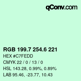 カラーコード: RGB 199.7 254.6 221 | qconv.com