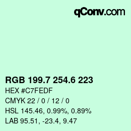 カラーコード: RGB 199.7 254.6 223 | qconv.com