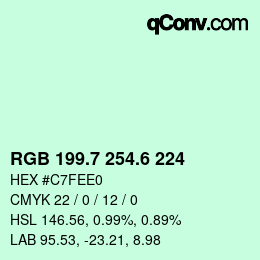 カラーコード: RGB 199.7 254.6 224 | qconv.com