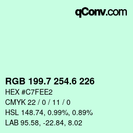 カラーコード: RGB 199.7 254.6 226 | qconv.com