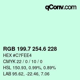 カラーコード: RGB 199.7 254.6 228 | qconv.com