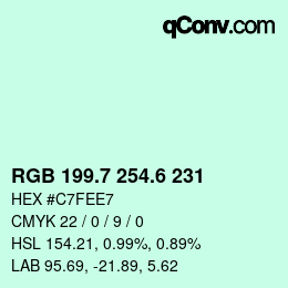 カラーコード: RGB 199.7 254.6 231 | qconv.com