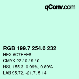 カラーコード: RGB 199.7 254.6 232 | qconv.com