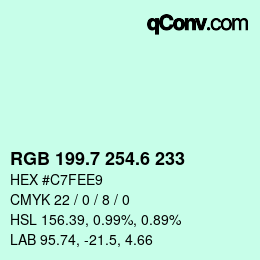 カラーコード: RGB 199.7 254.6 233 | qconv.com