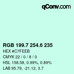 カラーコード: RGB 199.7 254.6 235 | qconv.com
